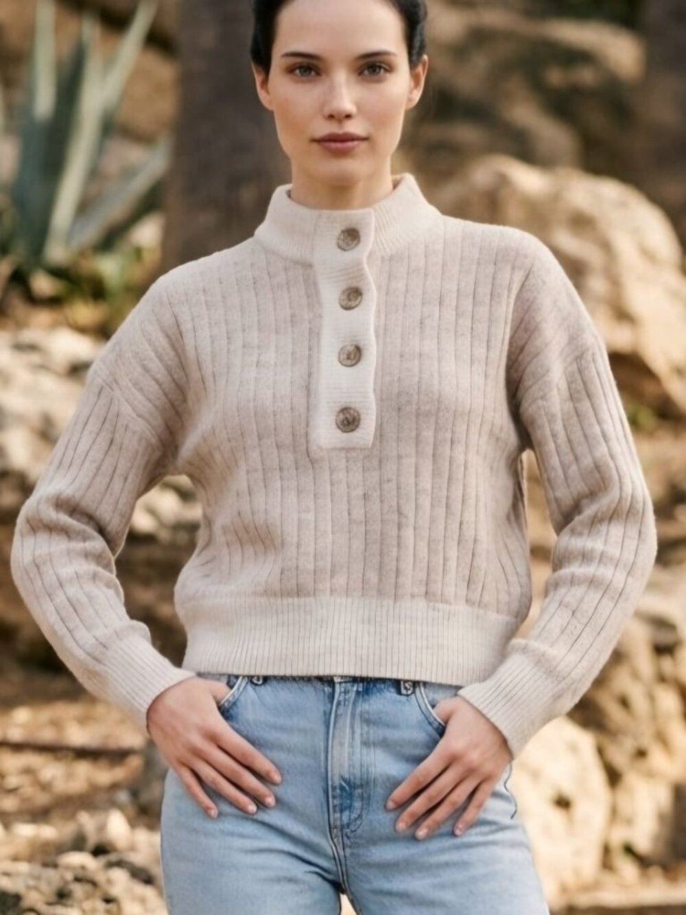 SINCERELY JULES Women's Cardigan / Cropped Sweater — Beige, Size S
